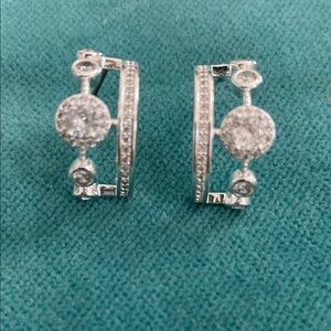 Elegant Silver tone Hoop Earrings